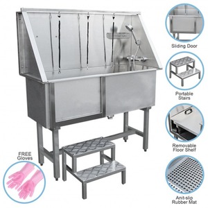 Pet Dog Bath Steel Tub Washing Station 400mm - Silver by Monstershop