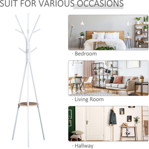 HOMCOM 180cm Free Standing Coat Rack - White by HOMCOM