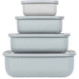 Set of 4 Rectangle Food Storage Containers - Grey