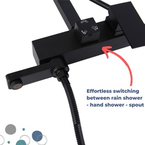 Square Matte Black Shower Mixer Set with Anti-Calc System - Black by NOVECRAFTO