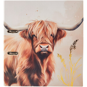 Highland Cow Lever Arch File - Natural
