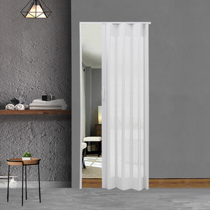 Transparent PVC Folding Pocket Door - White / 87cm by Livingandhome