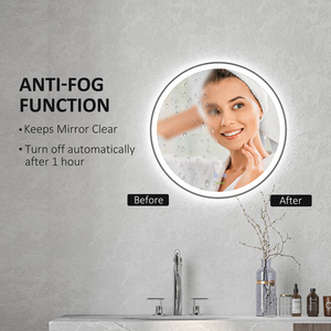 kleankin Bathroom Mirror with LED Lights, Dimmable Touch Switch - White, Clear by kleankin