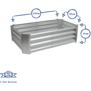 Rectangle Galvanised Steel Raised Garden Bed - 120cm x 60cm - 2pc - Green by Harbour Housewares