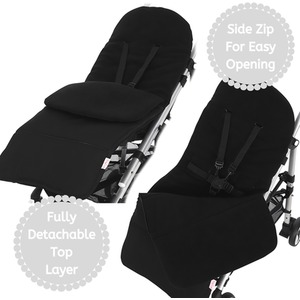 Universal Fitting Fleece Lined Pushchair Cosytoes Footmuff - Black by Babycurls
