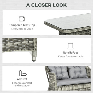 Outsunny Round Wicker Woven Rattan Garden Furniture - Grey by Outsunny