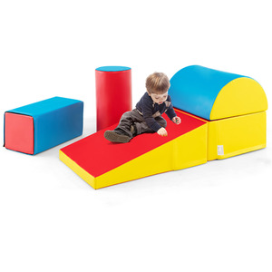 5-Piece Kids Climb Crawl Activity Playset - Red by Costway