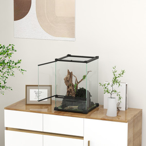 PawHut Glass Reptile Terrarium for Lizards, Frogs, Snakes, Turtles - Black / ABS Glass Steel Tempered Glass / Tempered Glass Steel Wire ABS Glass Steel by PawHut
