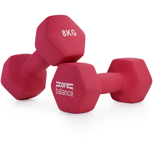 Hex Neoprene Dumbbells Set of 2 - Dark Red / 8kg by Core Balance