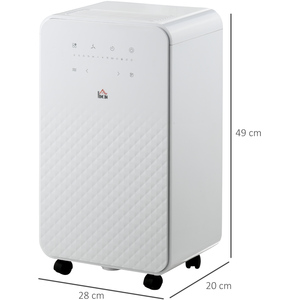 HOMCOM 12L Portable Dehumidifier with Air Cleaning 24H Timer 5 Mode Wheel - White by HOMCOM