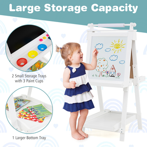 3-in-1 Kids Double-sided Art Easel - White by Costway