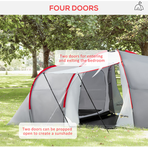Outsunny Tunnel Tent with 2 Bedroom, Living Area and Vestibule for 4-6 Person by Outsunny