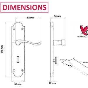 Epsom Door Handle Bathroom Lock Victorian Scroll Lever - Polished Brass - Brass by Betley Butterfly