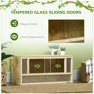 PawHut Reptile Terrarium Vivarium Reptile Habitat with Sliding Doors - Natural by PawHut