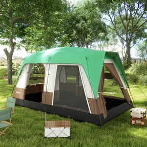 Outsunny Camping Tent with Waterproof Rainfly Screen Panels - Green by Outsunny