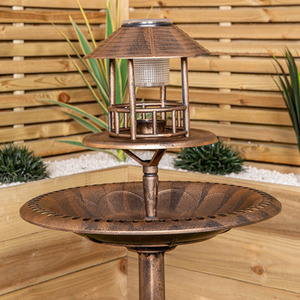 Bronze Effect Resin Garden Bird Bath and Table with Solar Light - Bronze by Samuel Alexander