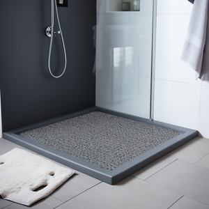 PVC Loofah Square Shower and Bath Mat - Grey / 60cm x 60cm by Nicoman