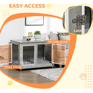 Dog Crate Furniture End Table with Soft Cushion by PawHut