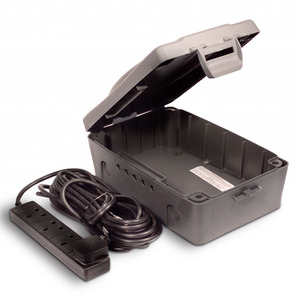 Outdoor Weatherproof Power Box Kit With 10M 4 Gang Extension Lead - Black by Masterplug