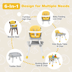 6-in-1 Baby Highchair - Yellow by Costway