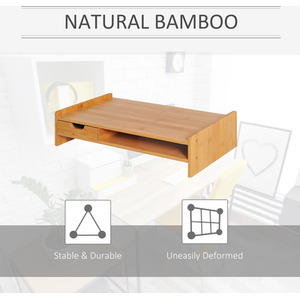 HOMCOM Bamboo Desktop Monitor Riser Laptop - Bamboo by HOMCOM