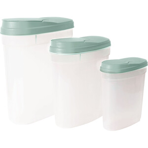 Pack of 3 Transparent Food Containers with Lids - Sage Green