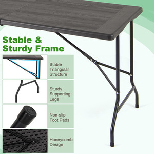 152 cm Portable Folding Picnic Table - Black by Costway