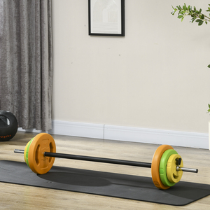 HOMCOM 20kg Adjustable Barbell Weights Set for Strength Training - Yellow by HOMCOM