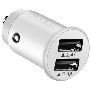 Dual Port In-Car Charger - White