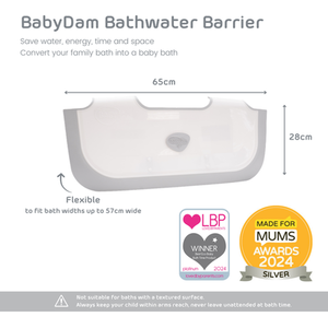 BabyDam Bathwater Barrier alternative to a baby bath suitable from birth - Grey by BabyDam