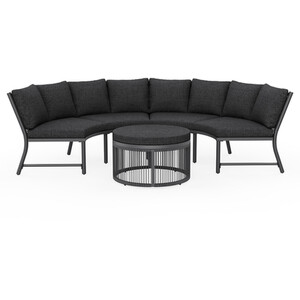 Rowena Curved Sofa Set - Black by Malay