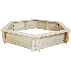 Kids Children Outdoor Hexagonal FSC Wood Sand Pit Box Play - Brown by Charles Bentley