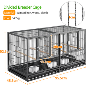 Wide Bird Cage with Divider - Black by Yaheetech