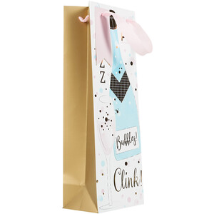 Pack of 2 Pastel Bubbly Bottle Gift Bags - Blue