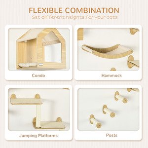 PawHut 8 Piece Cat Shelves Set D30-640V70AK - Yellow by PawHut