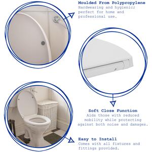 Round Soft Close Toilet Seat - White - White by Harbour Housewares
