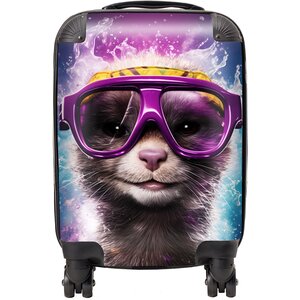 Splashart Ferret With Glasses Purple Suitcase - Purple / 29l by Warren Reed - Designer