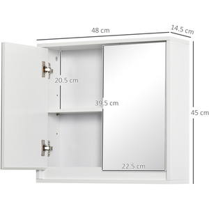 HOMCOM Wall Mount Mirror Cabinet Storage Bathroom Cupboard - White by HOMCOM