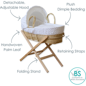 Dimple Palm Moses Basket - White by Clair de Lune