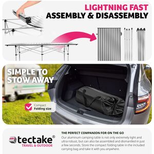 Camping Table Aluminium Foldable - Grey / 140cm by tectake