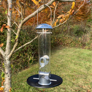 Heavy Duty Aluminium Bird Seed Feeder with 4 Feeding Ports - Silver by Selections