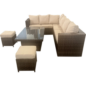 Carolina Adjustable Rattan Table Set - Brown