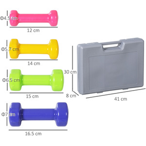 HOMCOM 10kg Colourful Dumbbell Weights Set - Colorful by HOMCOM