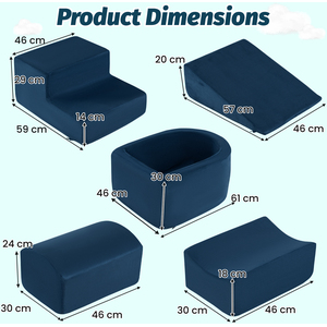 5-Piece Kids Soft Climbing Blocks - Blue by Costway