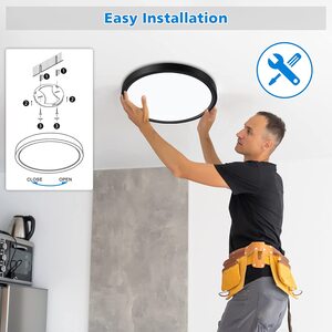 Waterproof Bathroom Ceiling Light - Black Rim by Bright Idea