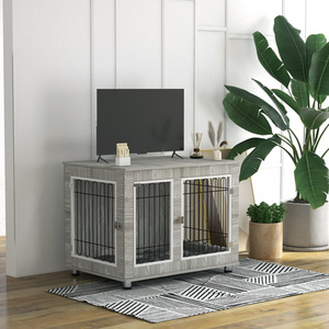 Dog Crate Furniture End Table with Soft Cushion by PawHut