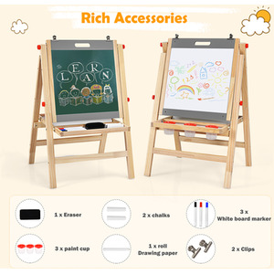 3-In-1 Foldable Kids Easel - Grey by Costway