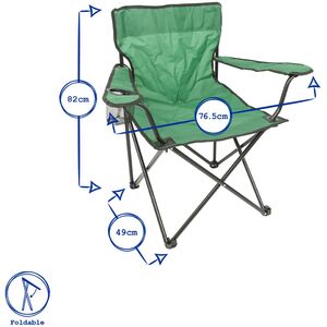 Folding Canvas Camping Chairs - Matt Black - Pack of 4 - Neutral by Harbour Housewares