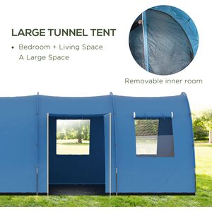 Outsunny 5-6 Man Camping Tent with Two Room and Carry Bag - Blue by Outsunny