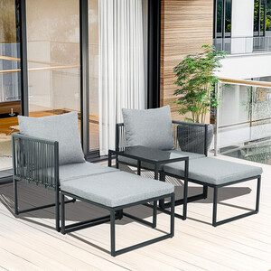 5 Piece Layla Metal Sofa Set - Grey